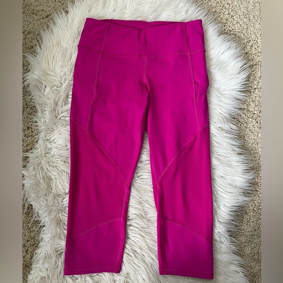 {Athleta} Mesh Contender Capri Leggings In Powerlift Pink - Womens Small Petite - Picture 2 of 10